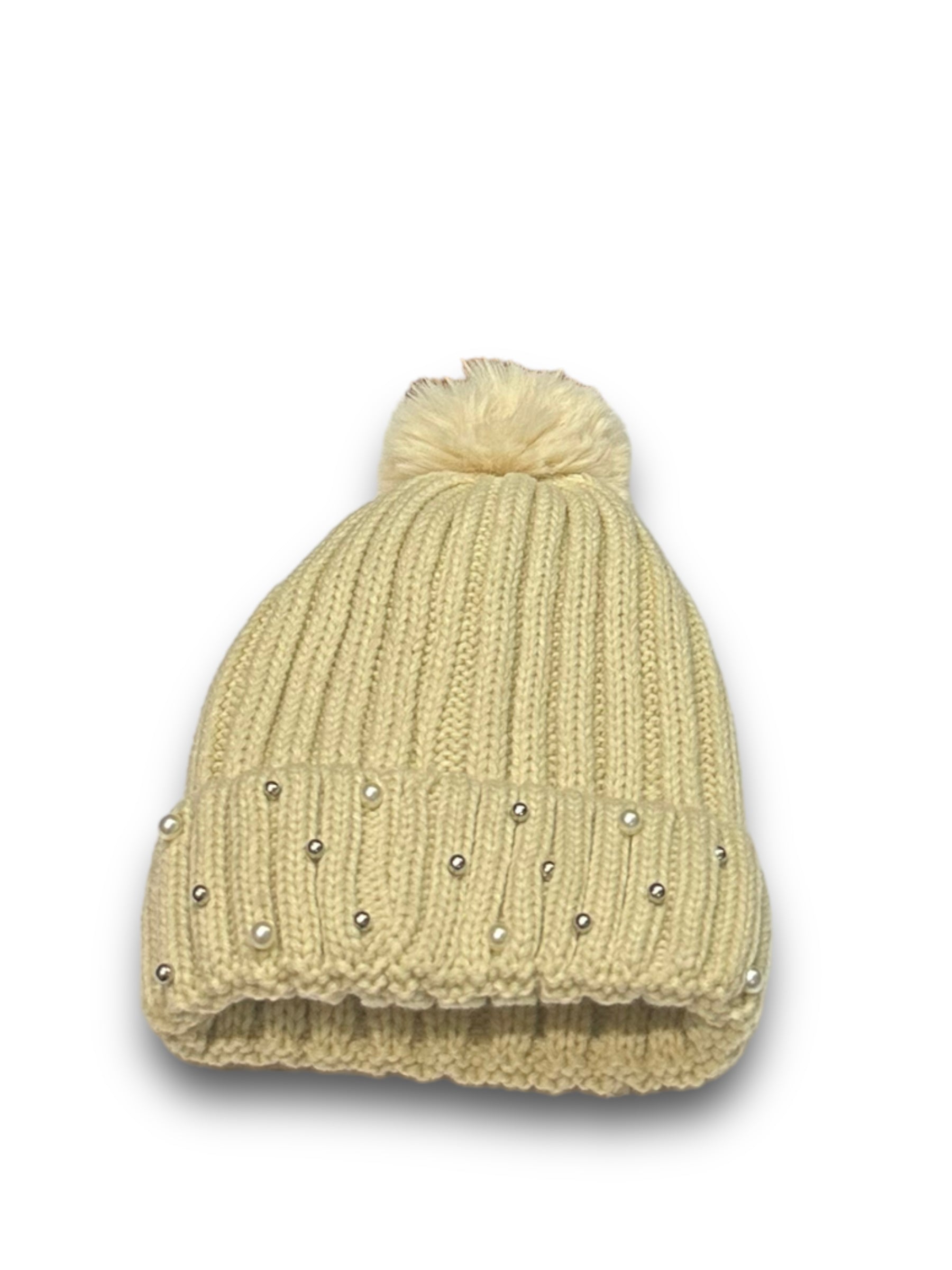 Pearly Faux Pom Beanie