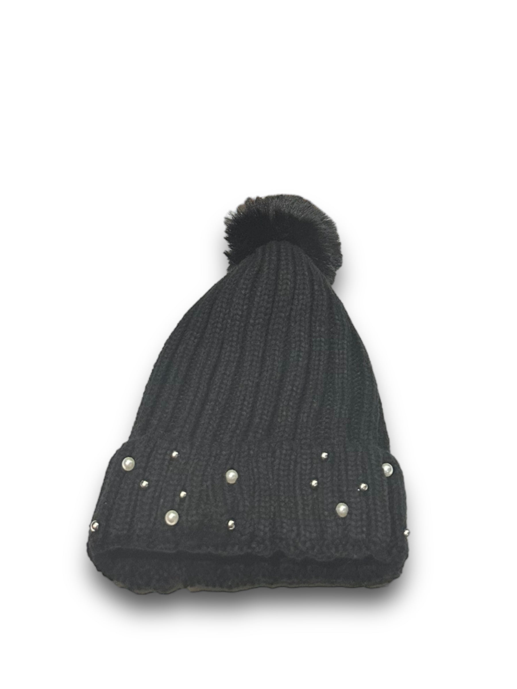 Pearly Faux Pom Beanie