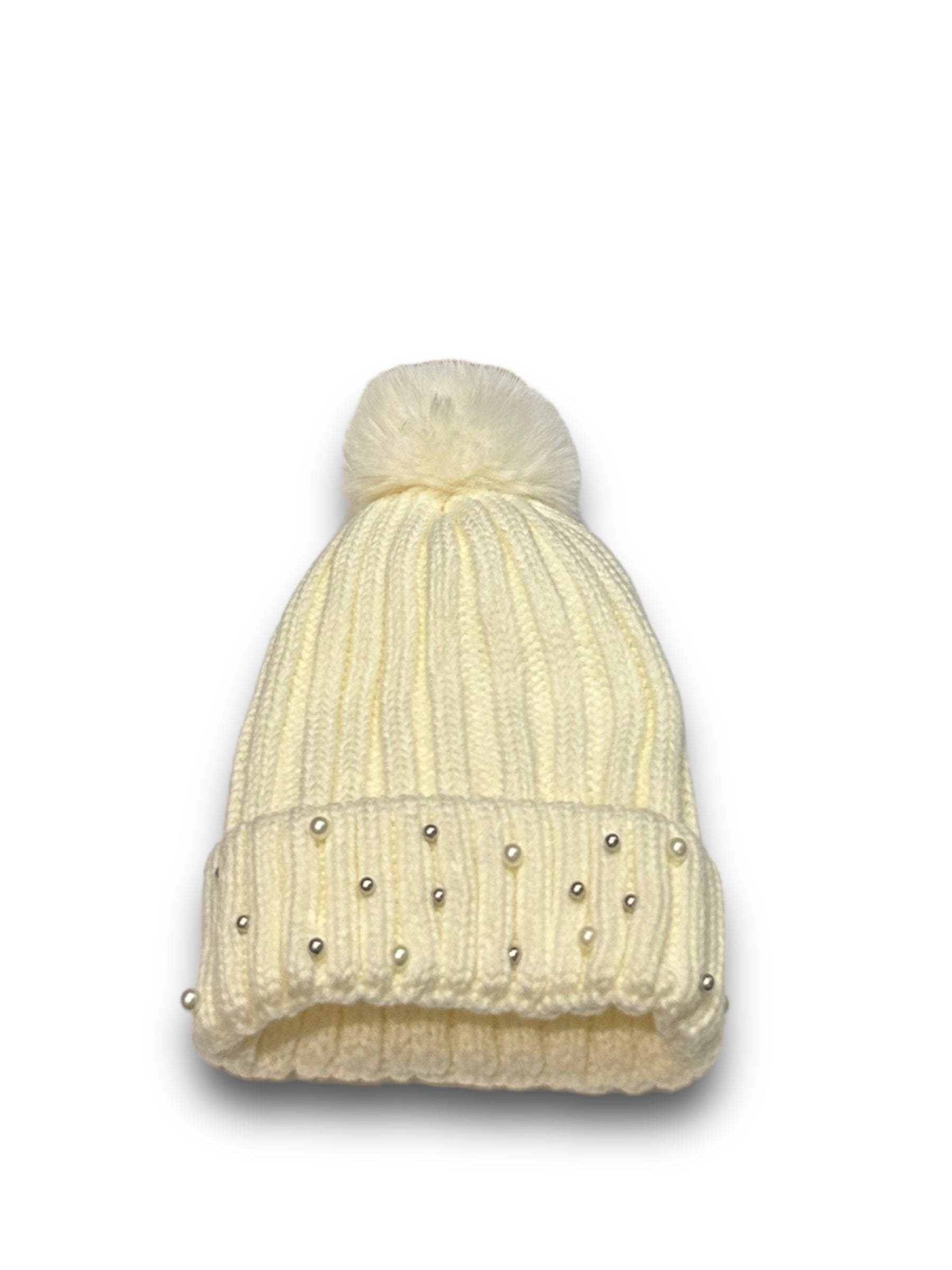 Pearly Faux Pom Beanie