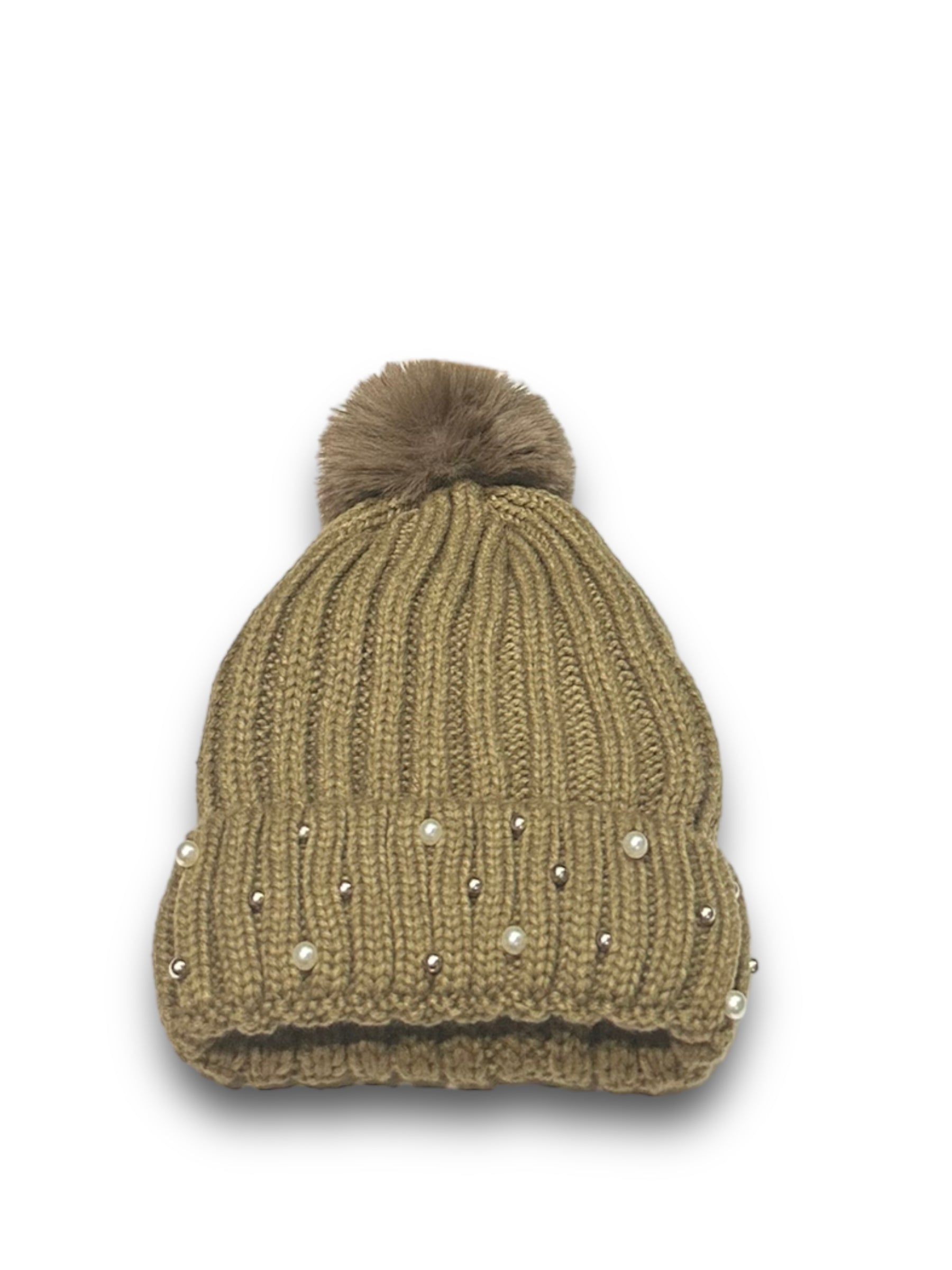 Pearly Faux Pom Beanie