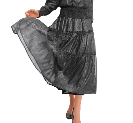 Silver Shimmer Midi Skirt