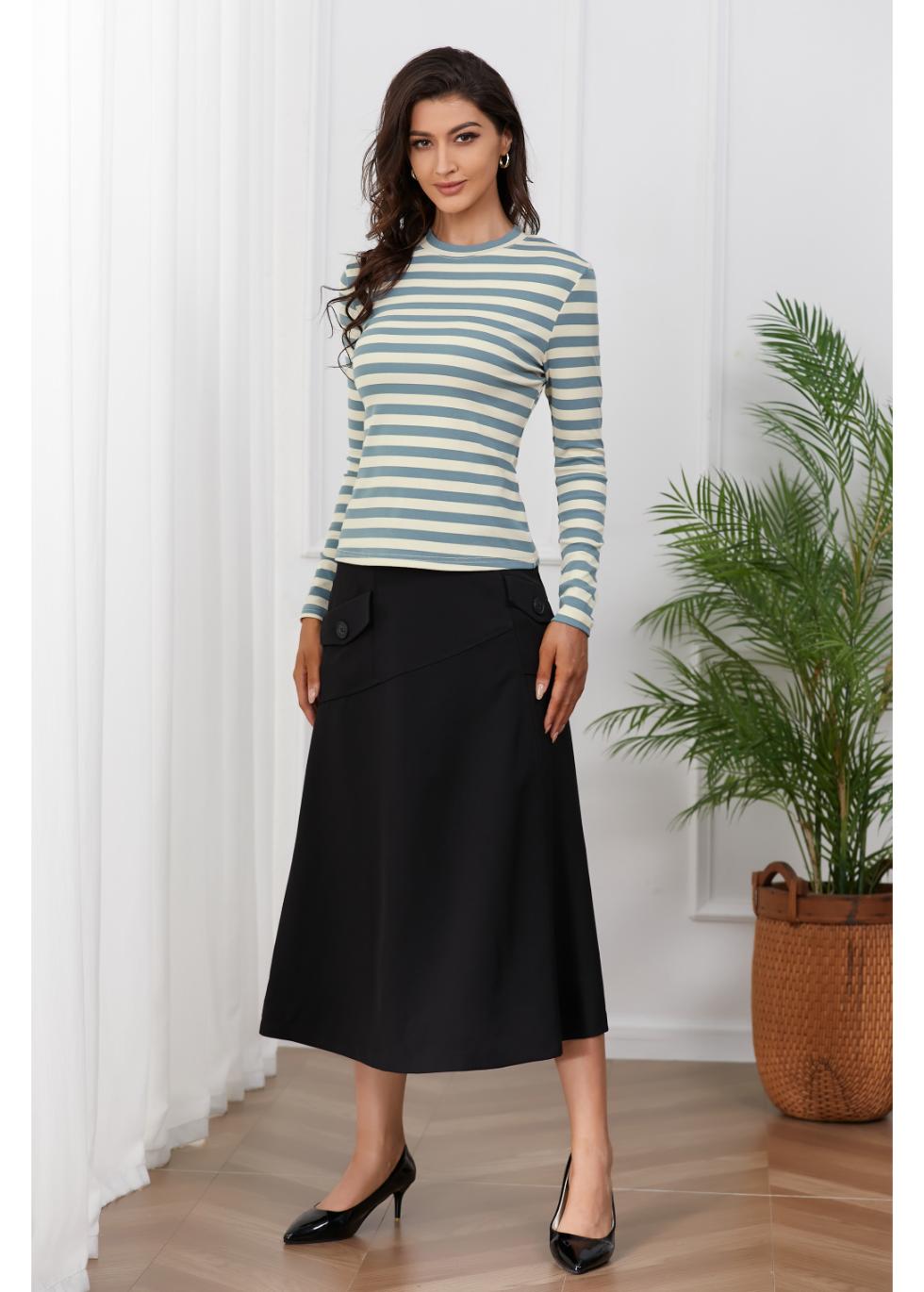 Blue and White Striped Shirt