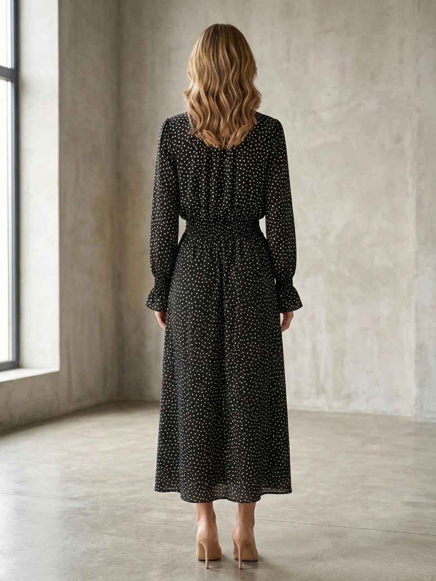 Brown Polka Dot Satin Viscose 2-Piece Set | Made in Italy