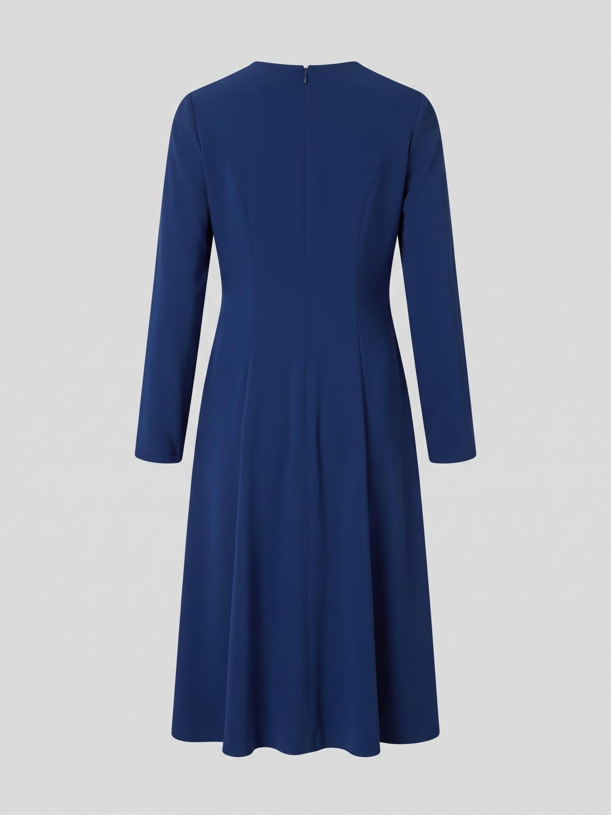 Miss Finch NYC Royal Blue Asymmetric Pleated Midi Dress