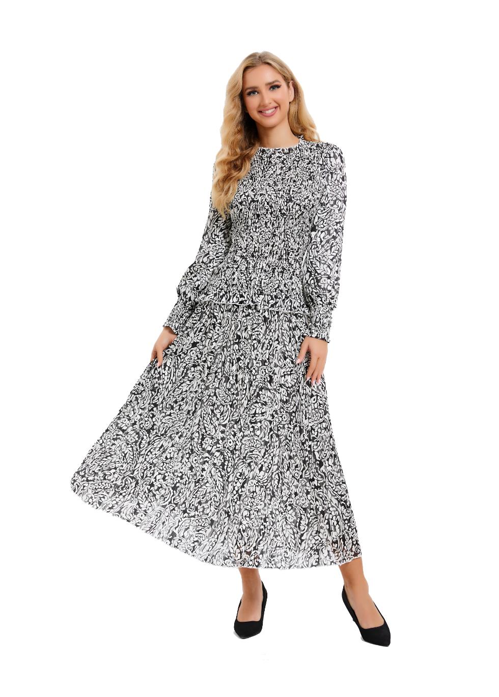 Paisley Monochrome Midi Two Piece Set - MissFinchNYC