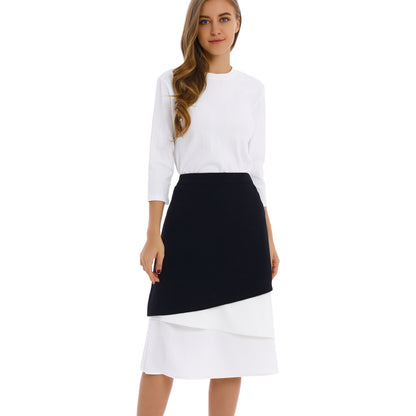 Contrast White Fabric Midi Skirt - MissFinchNYC