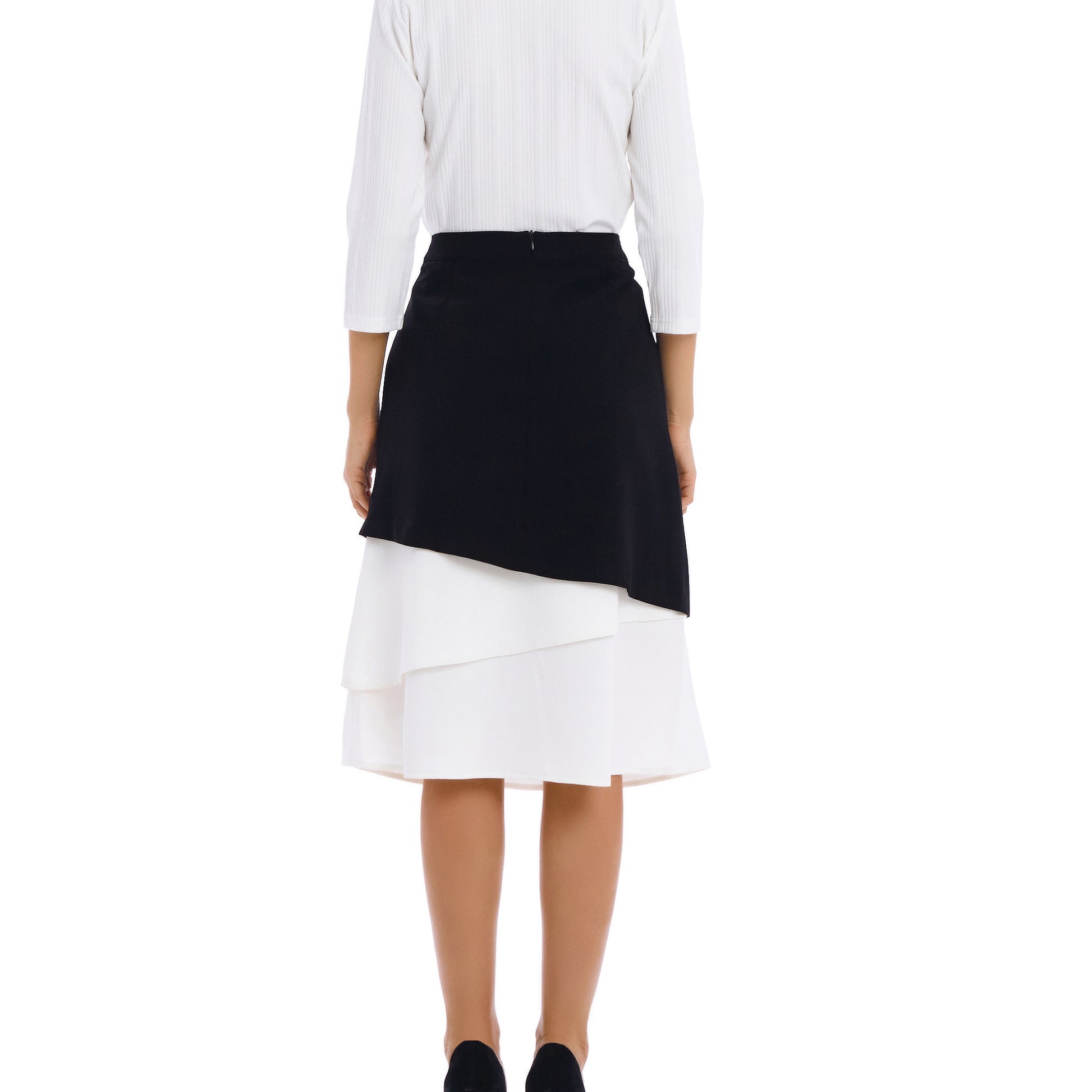 Contrast White Fabric Midi Skirt - MissFinchNYC