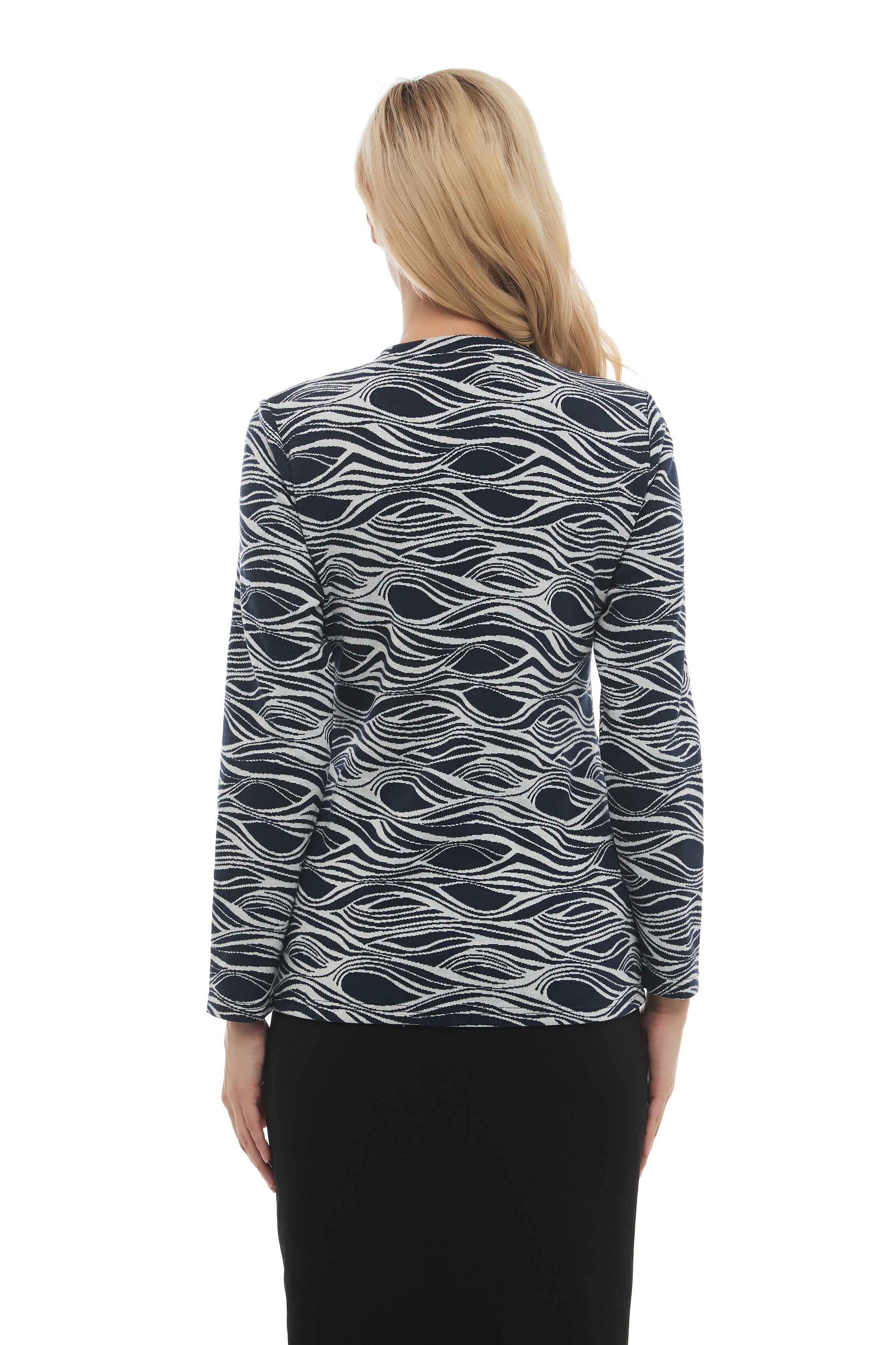 Monochrome Print Long Sleeve Sweater - MissFinchNYC