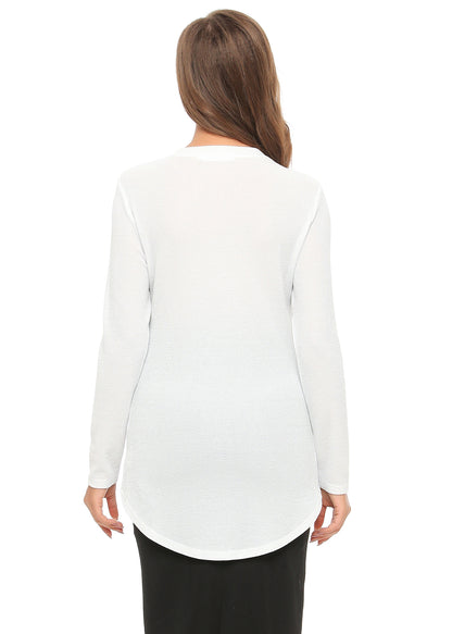 High & Low Shimmering Long Sleeve T Shirt - MissFinchNYC