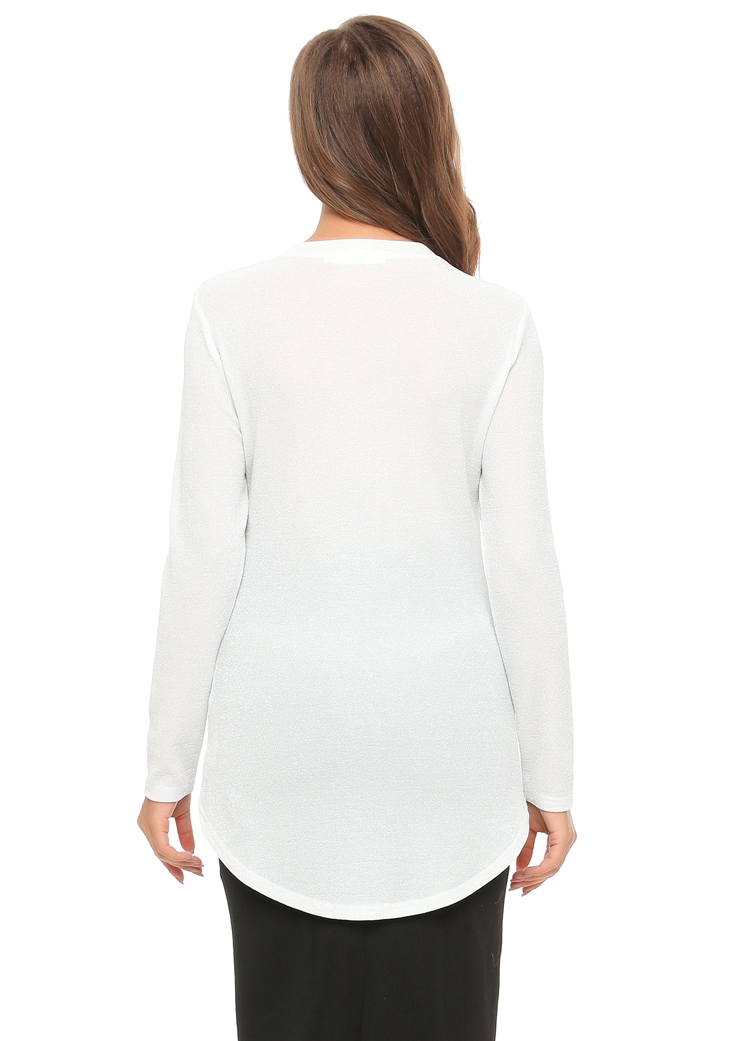 High & Low Shimmering Long Sleeve T Shirt - MissFinchNYC