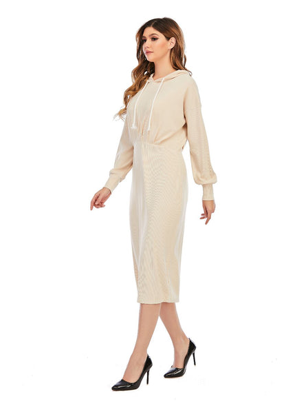 Ribbed Detailed Hoodie A-Line Dress - MissFinchNYC