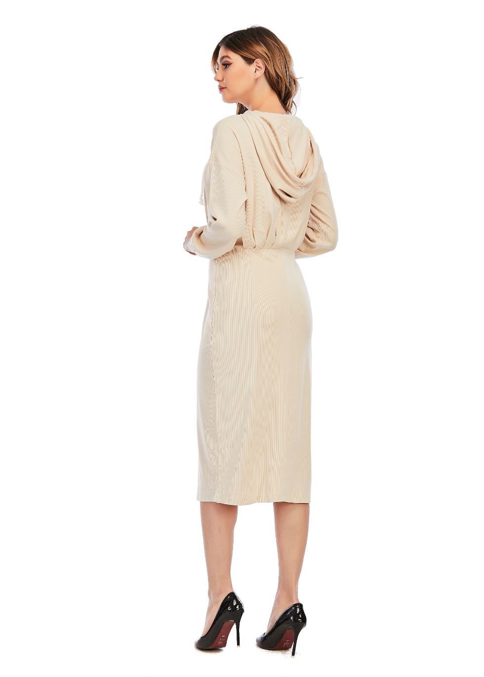 Ribbed Detailed Hoodie A-Line Dress - MissFinchNYC