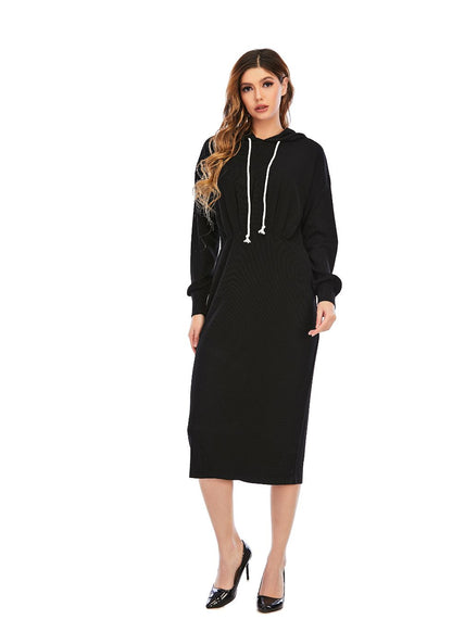 Ribbed Detailed Hoodie A-Line Dress - MissFinchNYC