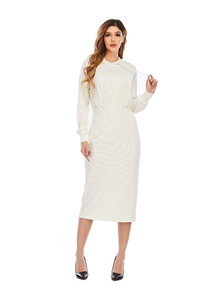 Ribbed Detailed Hoodie A-Line Dress - MissFinchNYC