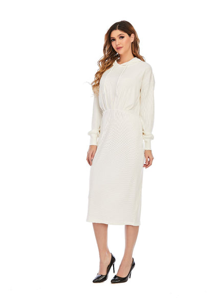 Ribbed Detailed Hoodie A-Line Dress - MissFinchNYC
