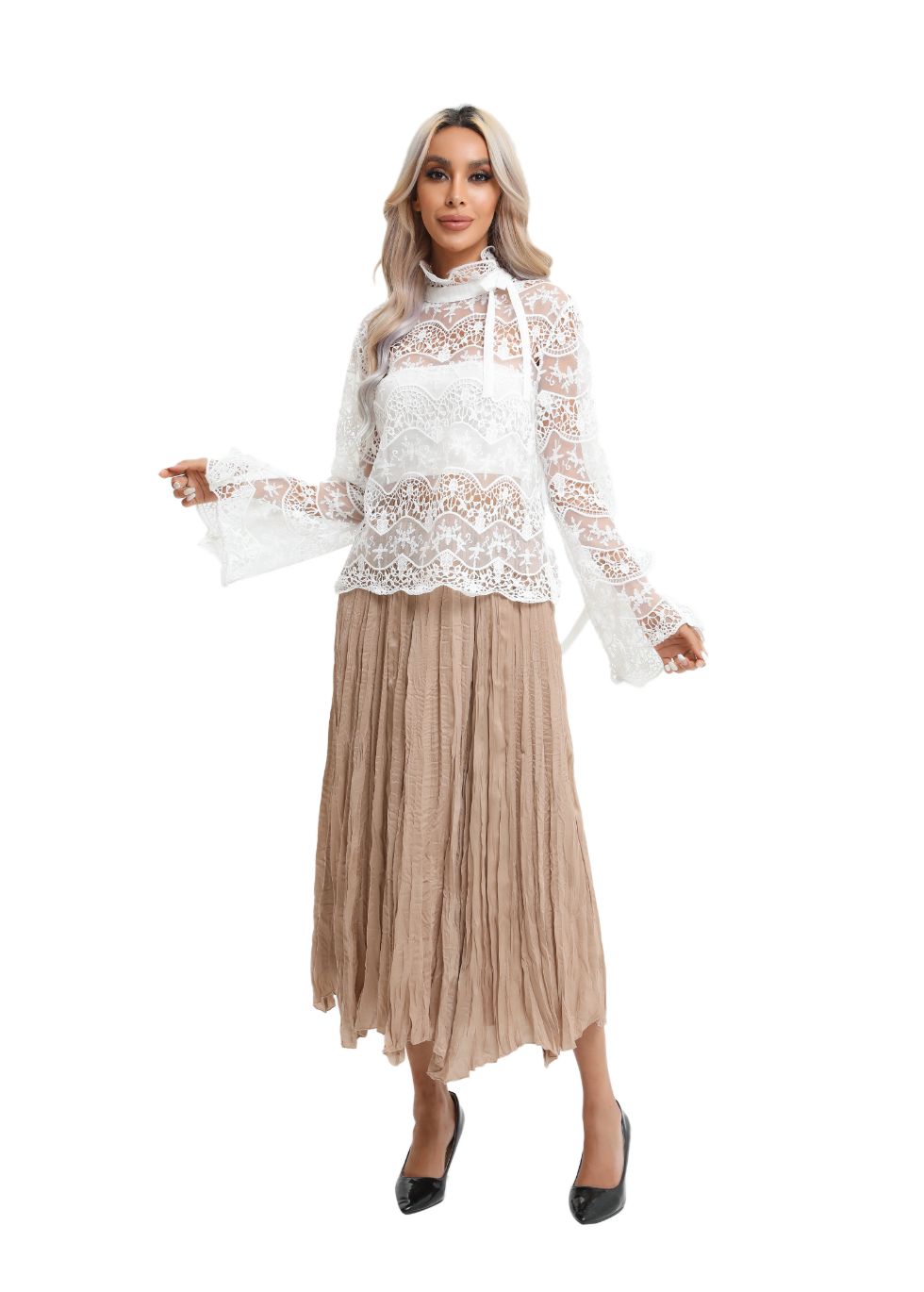 Midi Length Wrinkle pleated Skirt - MissFinchNYC