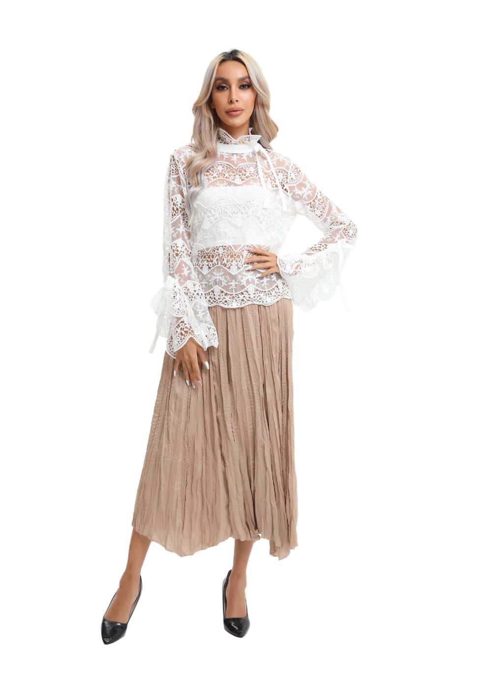 Midi Length Wrinkle pleated Skirt - MissFinchNYC