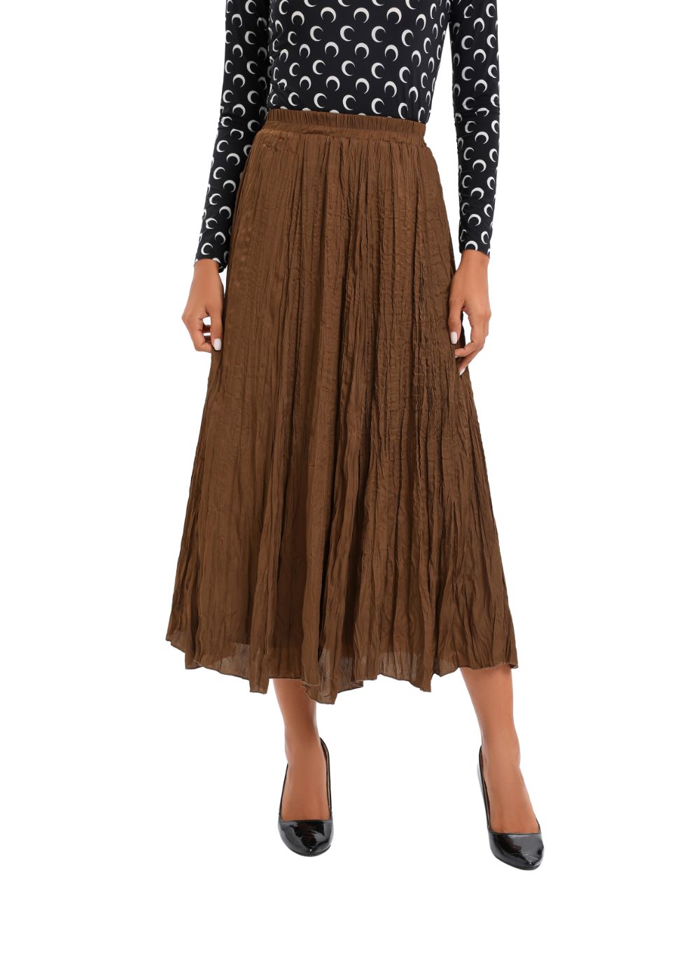 Midi Length Wrinkle pleated Skirt - MissFinchNYC