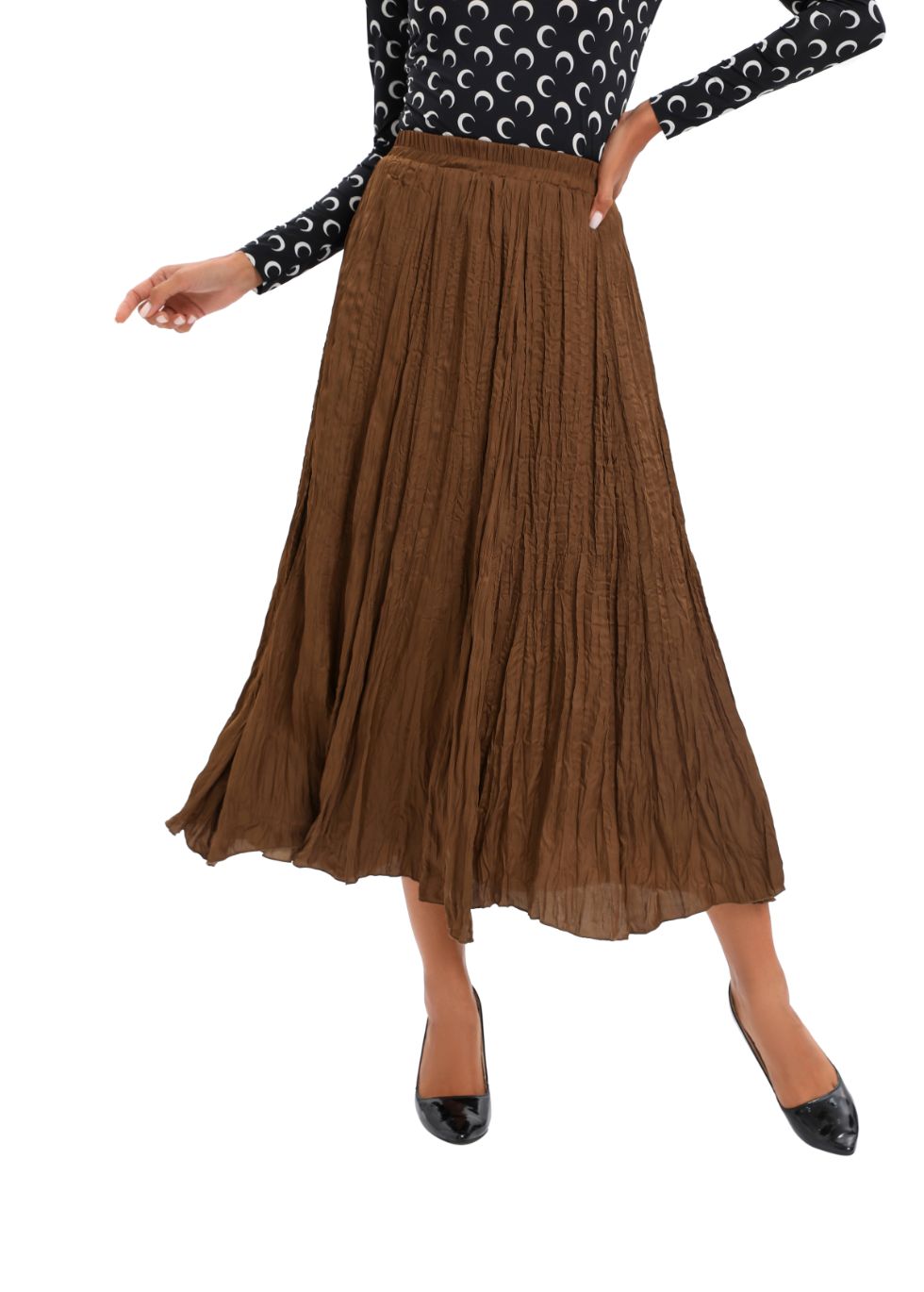 Midi Length Wrinkle pleated Skirt - MissFinchNYC