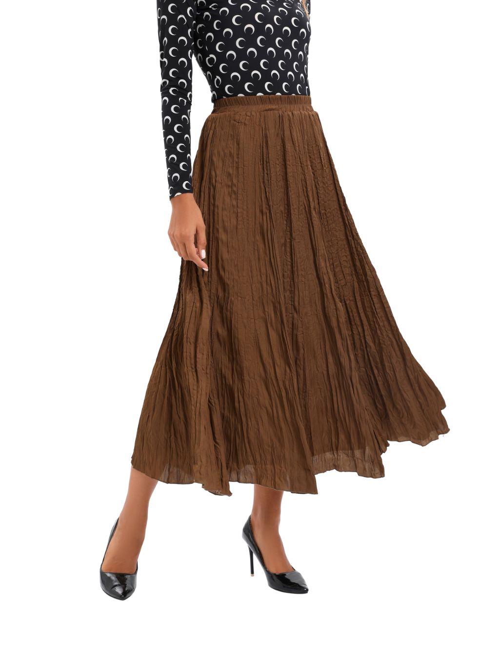 Midi Length Wrinkle pleated Skirt - MissFinchNYC