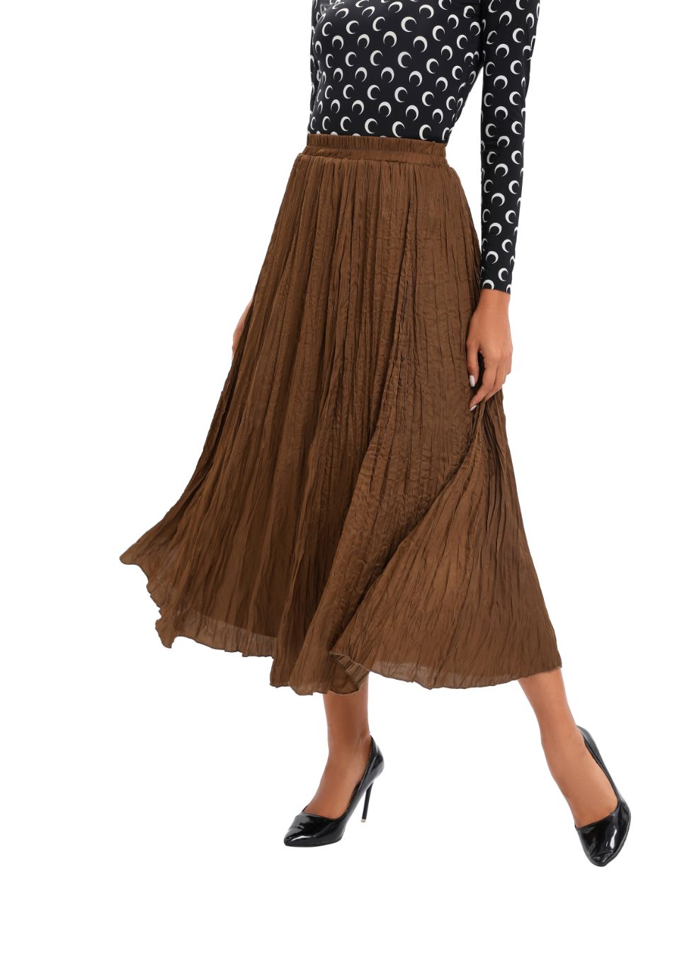 Midi Length Wrinkle pleated Skirt - MissFinchNYC