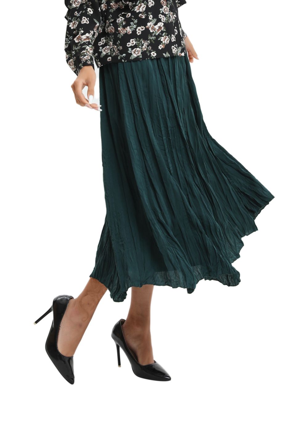 Midi Length Wrinkle pleated Skirt - MissFinchNYC