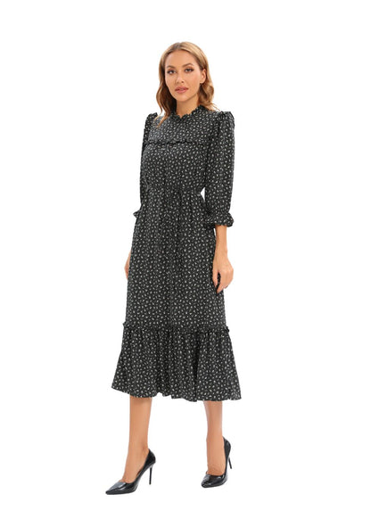 Midi Print Dress with 3/4 Sleeves - MissFinchNYC