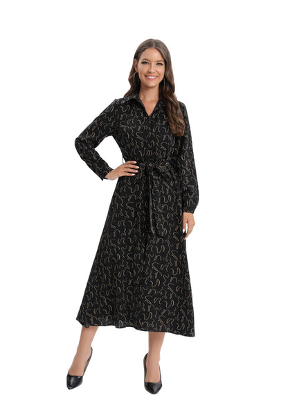 Long Sleeve Subtle Print Dress - MissFinchNYC