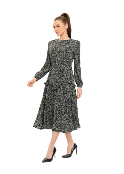 Delicate Ruffles Long Sleeve Midi Dress - MissFinchNYC