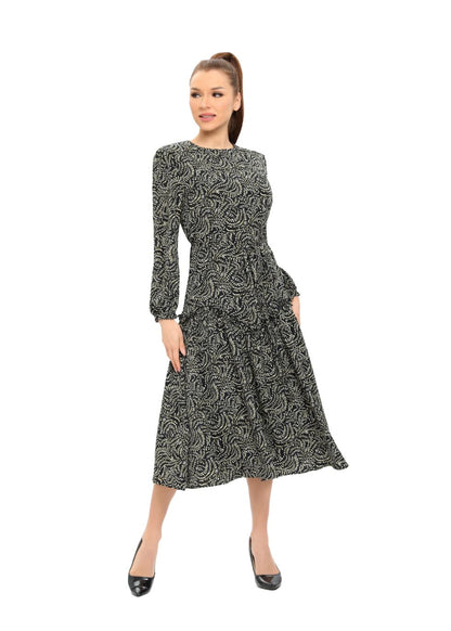 Delicate Ruffles Long Sleeve Midi Dress - MissFinchNYC