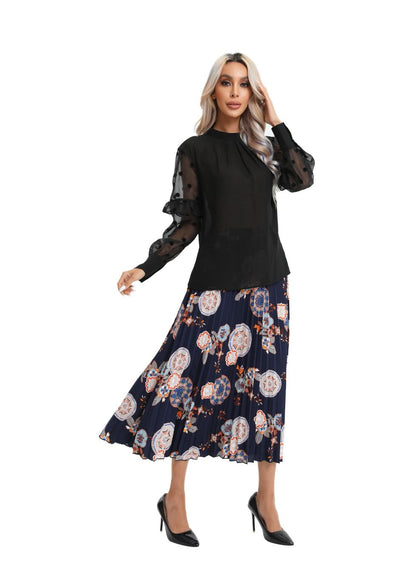 Polka Dot Sheer Sleeve Black Top - MissFinchNYC