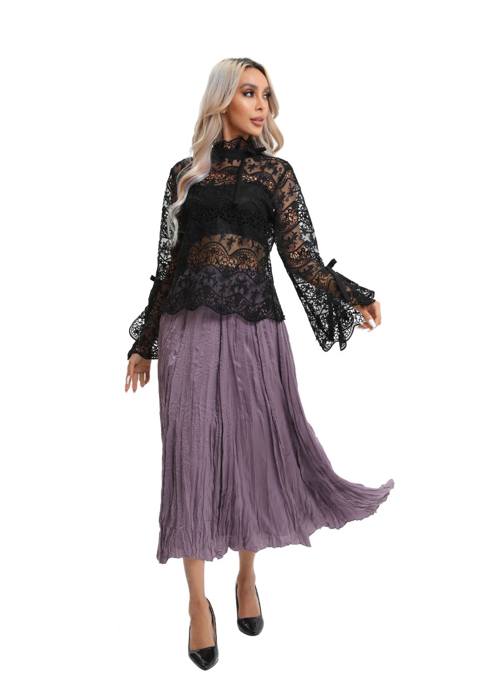 Elegant Long Sleeve Lace Blouse - MissFinchNYC