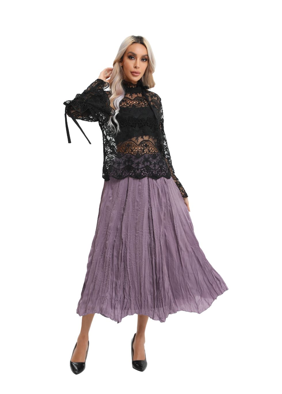 Elegant Long Sleeve Lace Blouse - MissFinchNYC