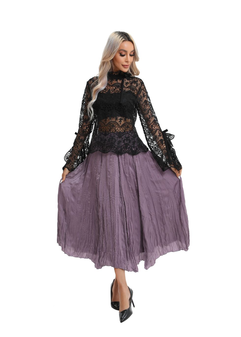 Elegant Long Sleeve Lace Blouse - MissFinchNYC