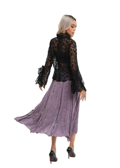 Elegant Long Sleeve Lace Blouse - MissFinchNYC
