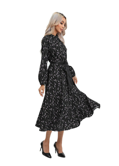 Contemporary Line Print Midi Dress - MissFinchNYC