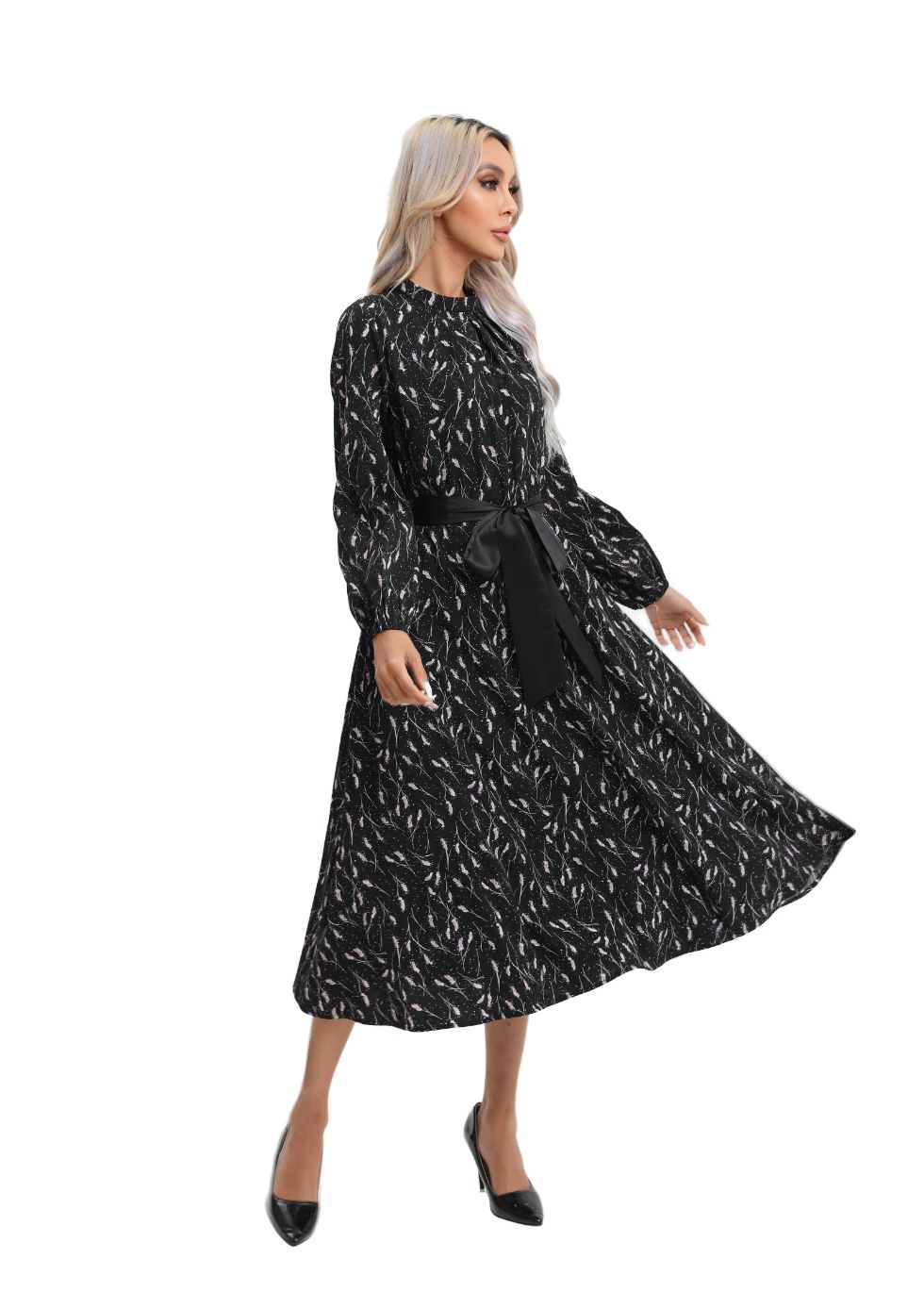 Contemporary Line Print Midi Dress - MissFinchNYC
