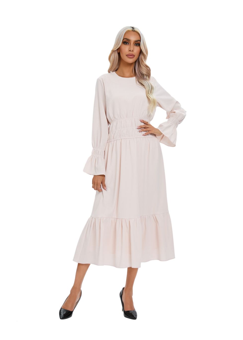 Charming Blush Layered Midi Dress - MissFinchNYC