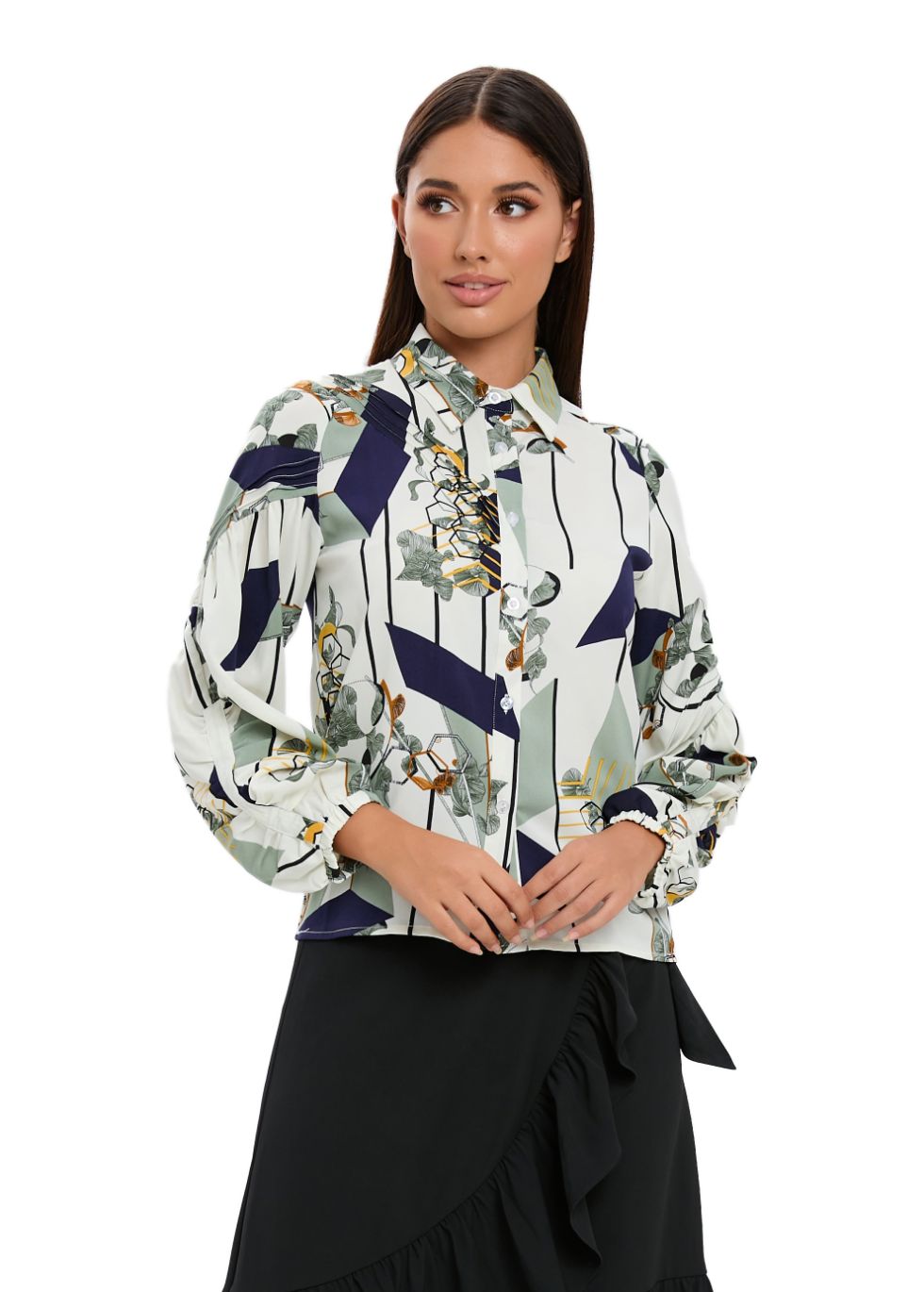 Button Down Collared Print Shirt - MissFinchNYC