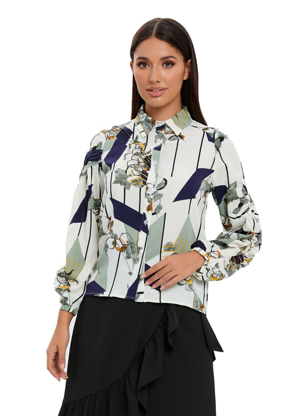 Button Down Collared Print Shirt - MissFinchNYC