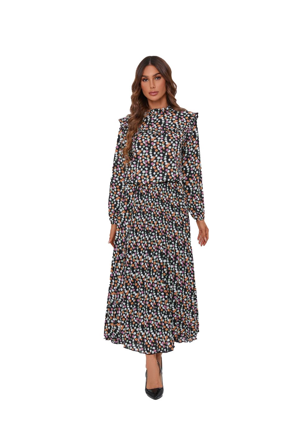 Floral Print Two Piece Midi Dress Set - MissFinchNYC