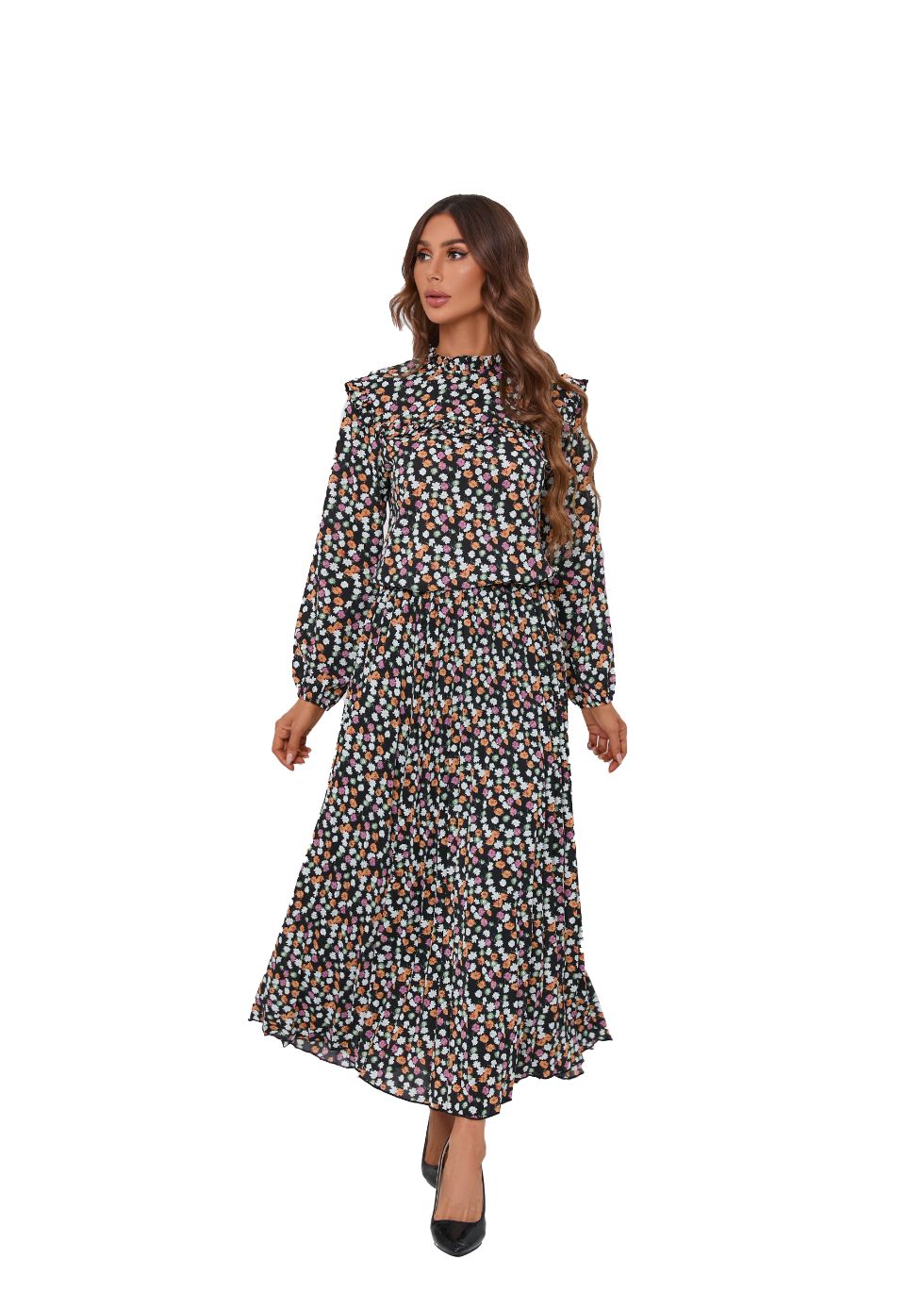 Floral Print Two Piece Midi Dress Set - MissFinchNYC