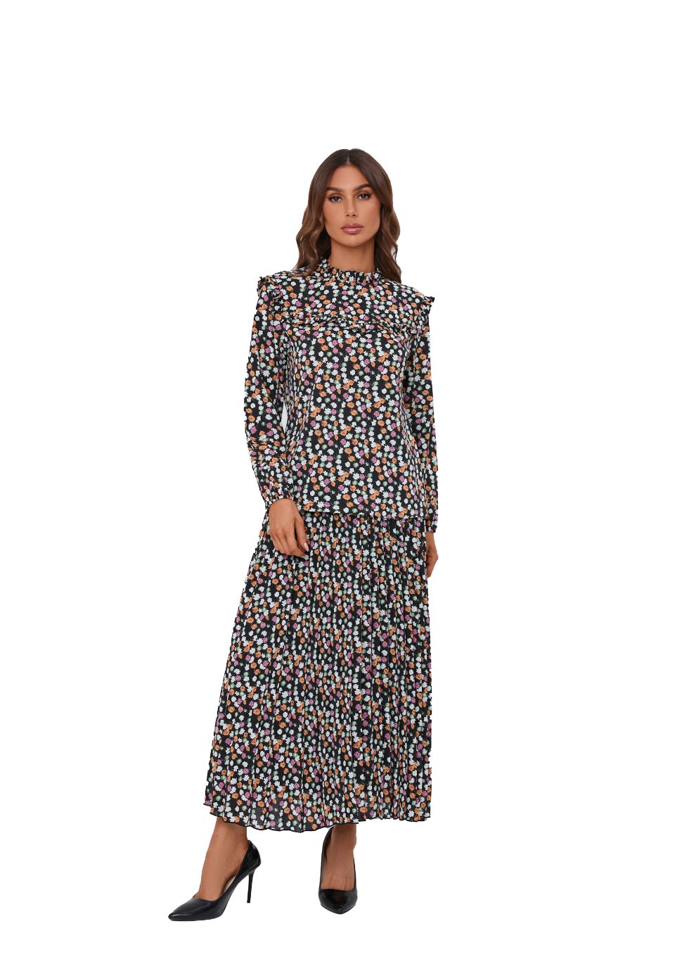 Floral Print Two Piece Midi Dress Set - MissFinchNYC