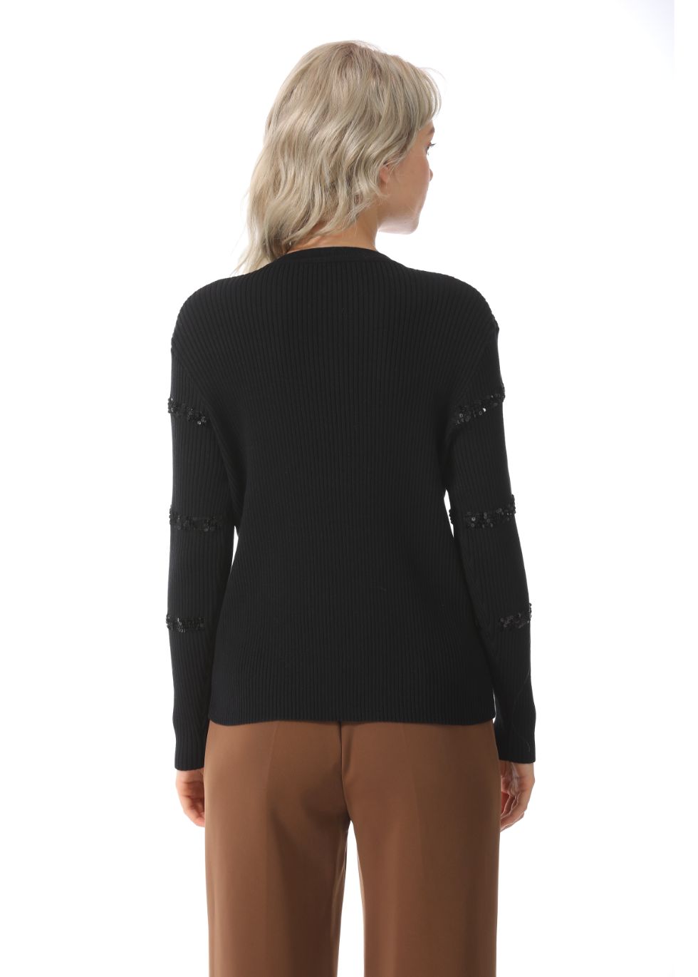 Ribbed Detail Long Sleeve Sweater - MissFinchNYC