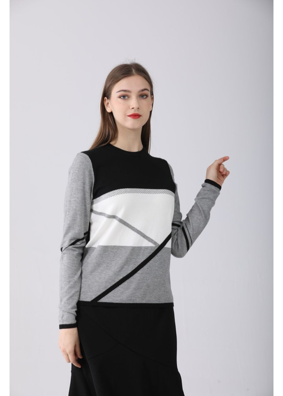 Essential Long Sleeve Detailed Block Sweater - MissFinchNYC