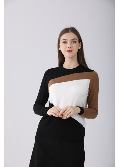 Brown and White Block Sweater - MissFinchNYC